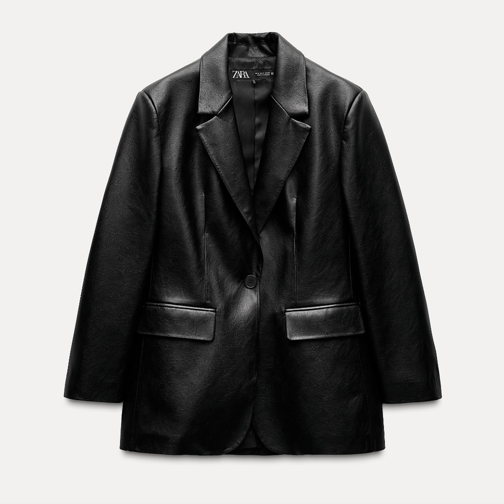 NWT Zara Faux Leather Blazer